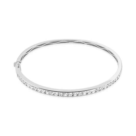 Bracelet Jonc Anna Or Blanc Diamant