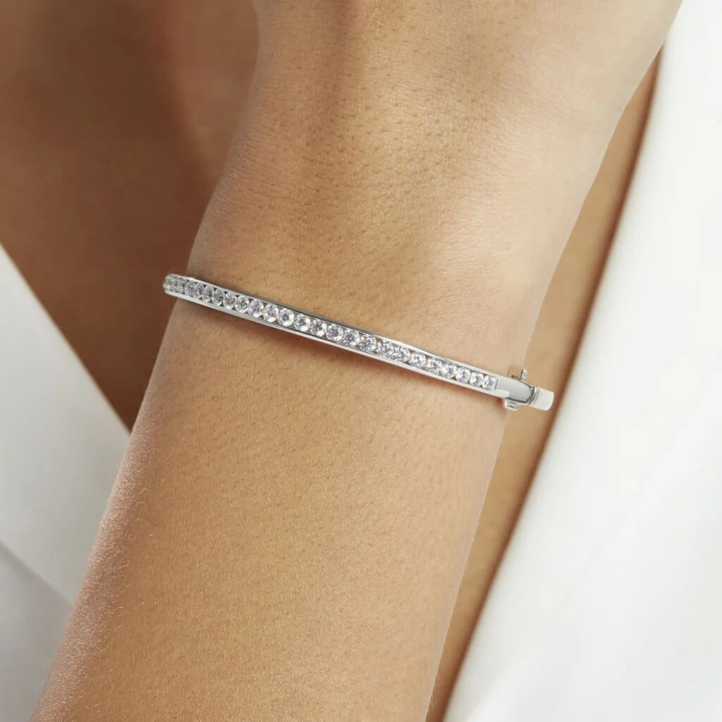 Bracelet Jonc Anna Or Blanc Diamant