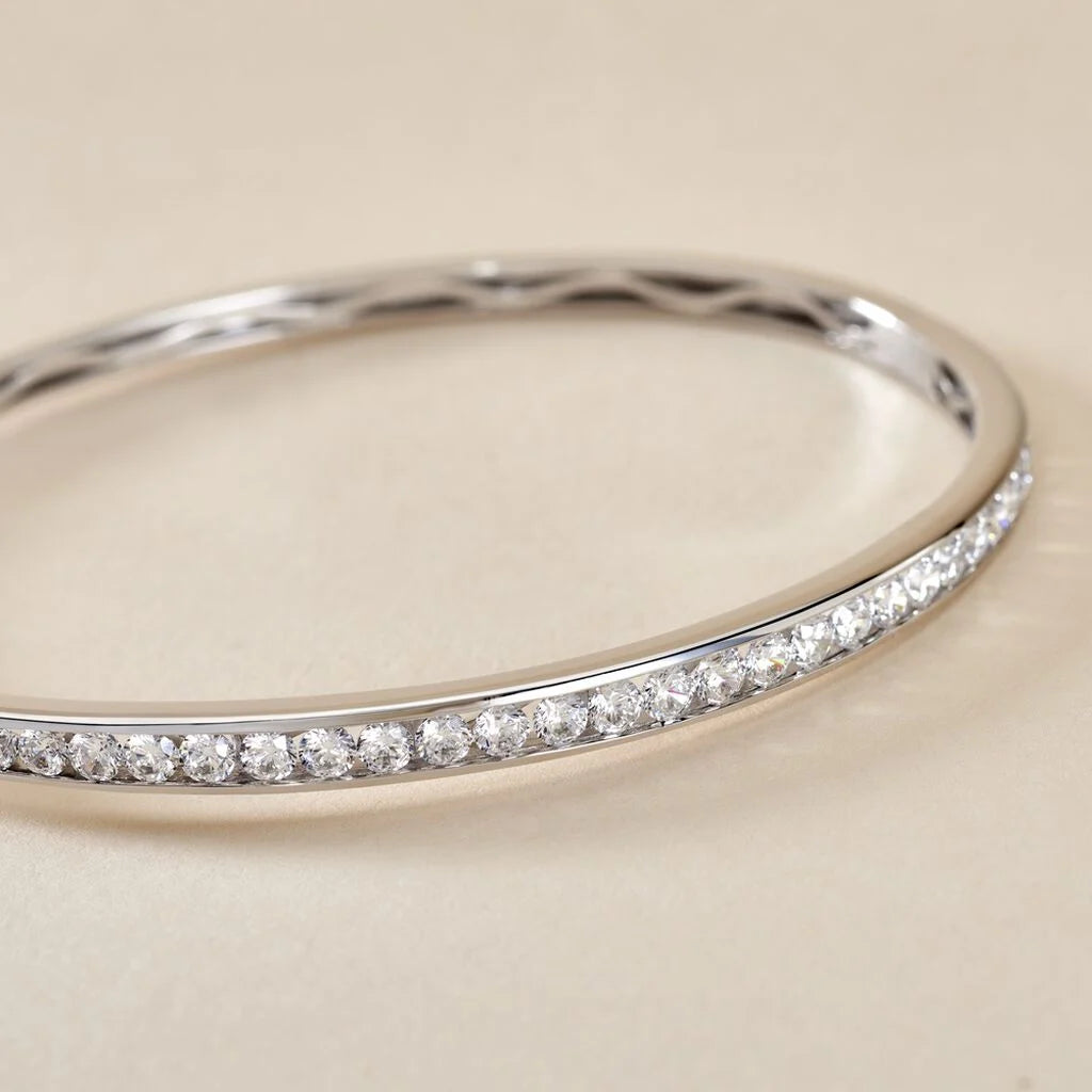 Bracelet Jonc Anna Or Blanc Diamant